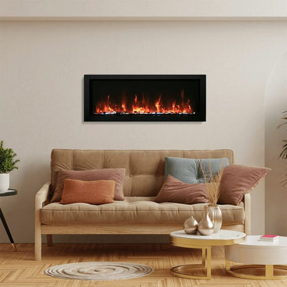 Amantii Panorama Slim and Deep Full View Smart Electric Fireplace with Glass Media Kit