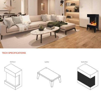 Amantii Smart Electric Wall Mount or Freestanding Electric Fireplace with 10pc Oak Log Media Kit