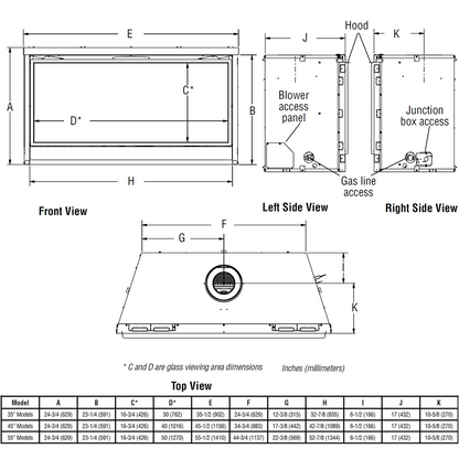 Superior 55 Inch Contemporary Linear Direct Vent Gas Fireplace - DRL2055