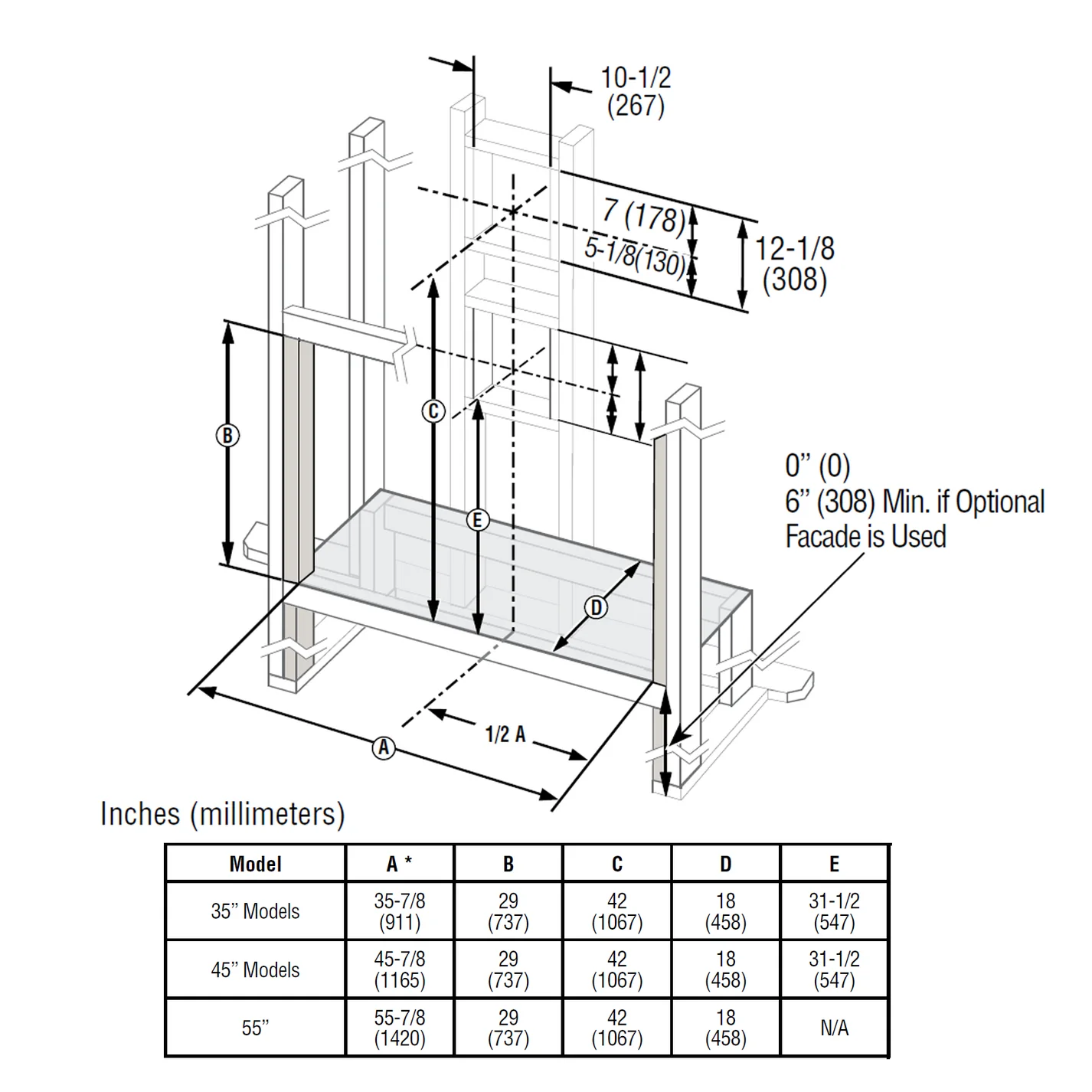 Superior 55 Inch Contemporary Linear Direct Vent Gas Fireplace - DRL2055