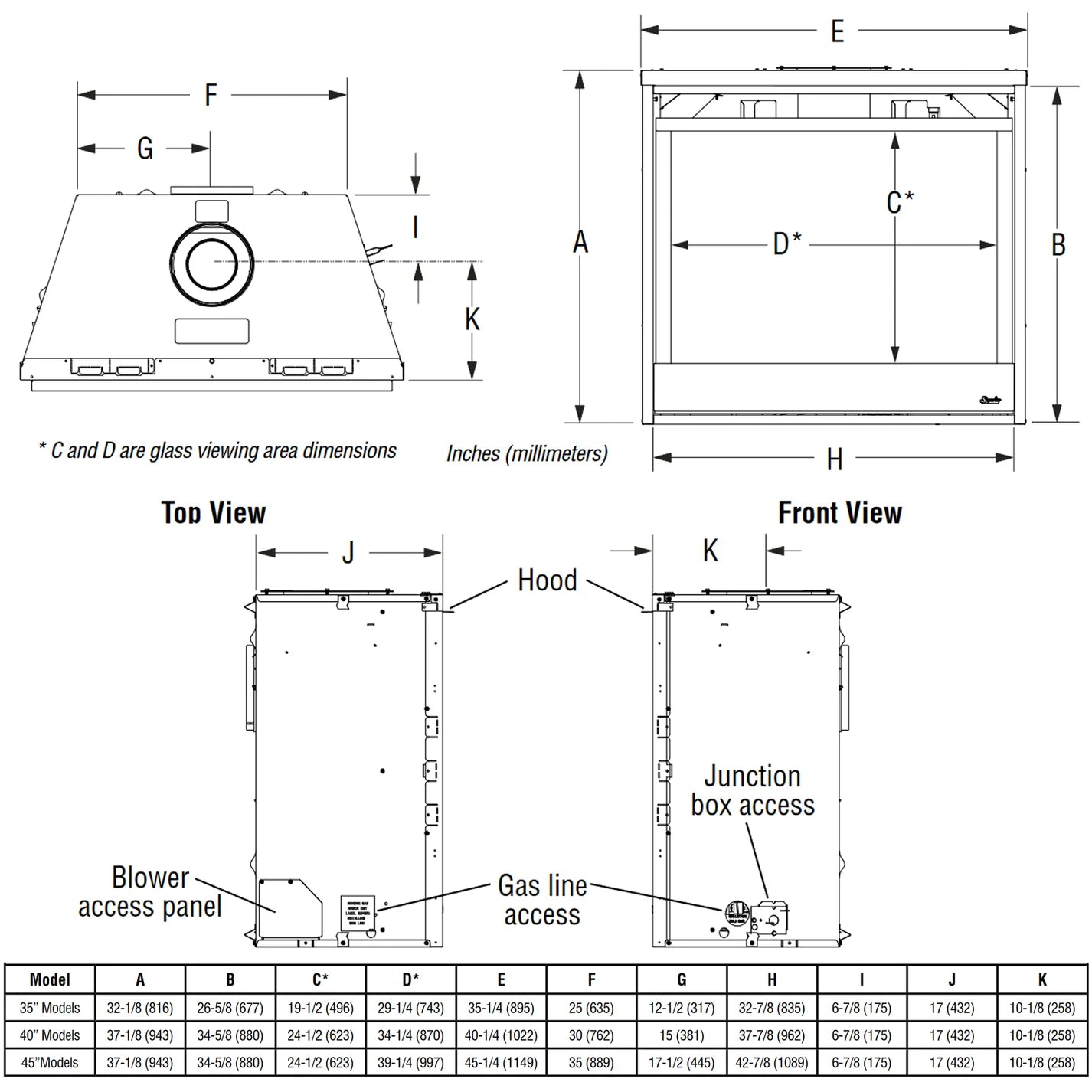 Superior 40 Inch Direct Vent Traditional Gas Fireplace - DRT3040