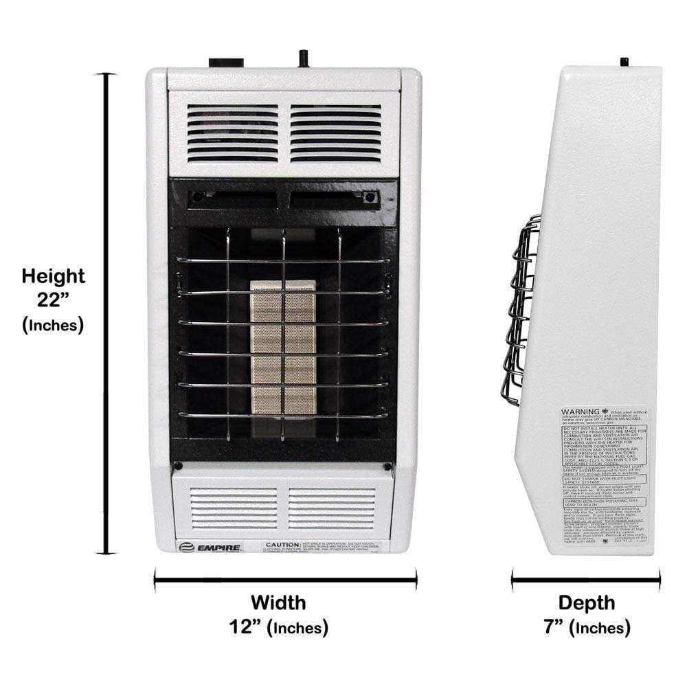 Empire Vent-Free Heater, VF Infrared, Manual 1-Heat Setting, 6,000 Btu - White