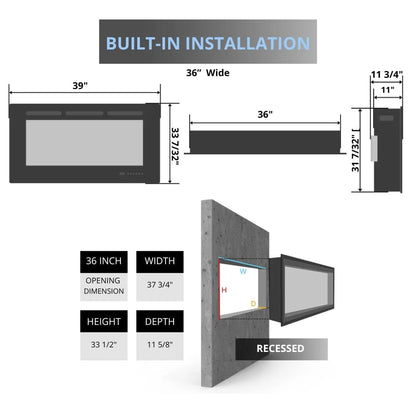 SimpliFire Built-In 30 inch Electric Fireplace SF-BI30-EB