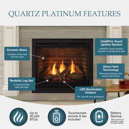 Majestic Quartz 42 Direct Vent Gas Fireplace - QUARTZ42