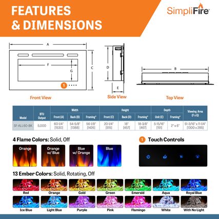 SimpliFire Allusion Recessed Electric Fireplaces -SF-ALL