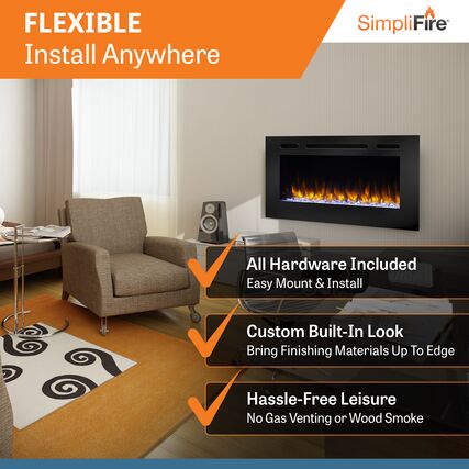 SimpliFire Allusion 50 inch Platinum Electric Fireplaces - SF-ALLP50-BK