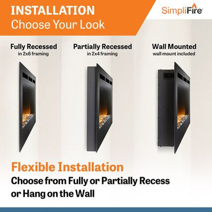 SimpliFire Allusion 50 inch Platinum Electric Fireplaces - SF-ALLP50-BK