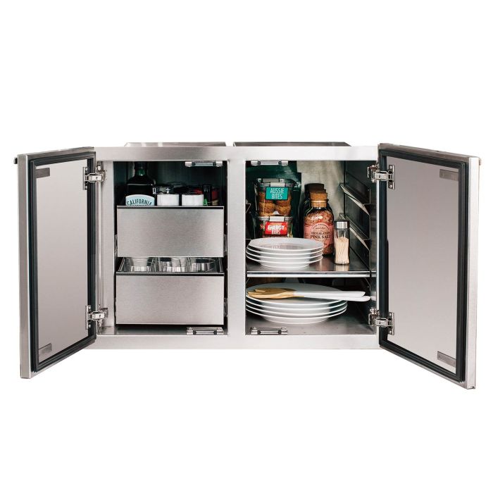 Summerset Grills 36-Inch Stainless Steel 2-Drawer Enclosed Water Resistant Dry Storage Pantry and Enclosed Cabinet Combo-SSDP-36DC