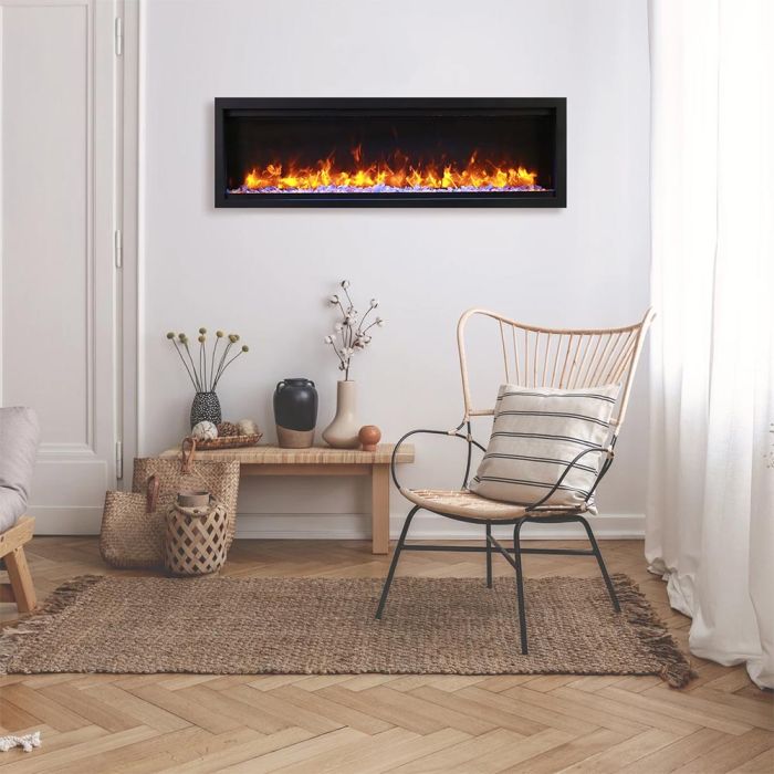 Amantii Symmetry Lumina Electric Fireplace with Real Glass and Oak Log Media Kit