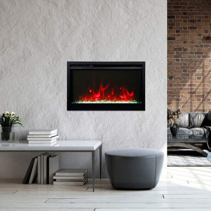 Amantii Traditional Xtraslim Smart Electric Fireplace with Clear Glass Media