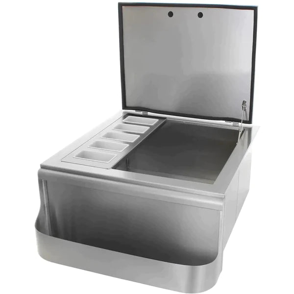 NorCal 260 Series 18-Inch Slide-In Ice Bin Cooler With Speed Rail & Condiment Holder