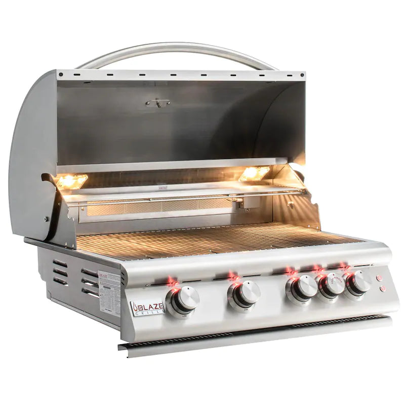 Blaze 32 Inch 4-Burner LTE Gas Grill With Rear Burner and Built-in Lighting System - BLZ-4LTE2