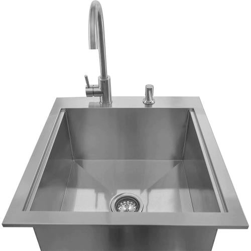 NorCal 260 Series 21-Inch Outdoor Rated Drop-In Bar Sink With Hot/Cold Faucet