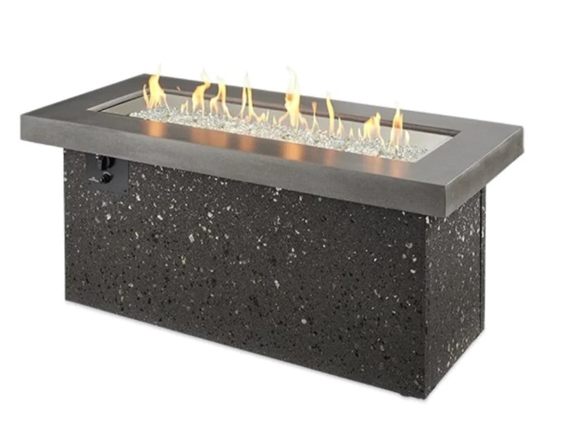 The Outdoor GreatRoom Company Key Largo 54-Inch Linear Propane Gas Fire Pit Table with 42-Inch Crystal Fire Burner - Midnight Mist - KL-1242-MM