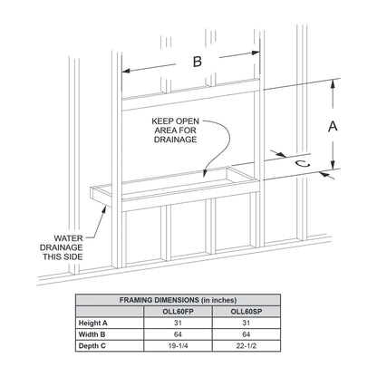 Empire Carol Rose 60 Inch Single Sided Outdoor Linear Fireplace - OLL60FP12S