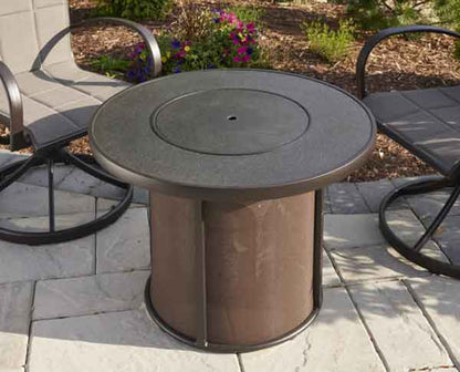 The Outdoor GreatRoom Company Stonefire 31-Inch Round Natural Gas Fire Pit Table with 20-Inch Crystal Fire Burner - Brown - Ships As Propane With Conversion Fittings - SF-32-K