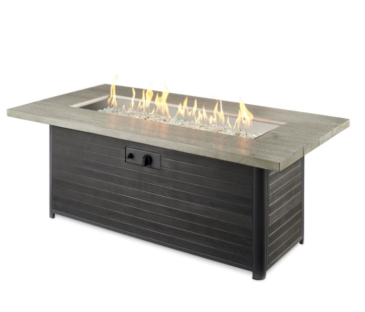 The Outdoor GreatRoom Cedar Ridge 61-Inch Linear Propane Gas Fire Pit Table with 42-Inch Crystal Fire Burner - Grey Cedar - CR-1242-K