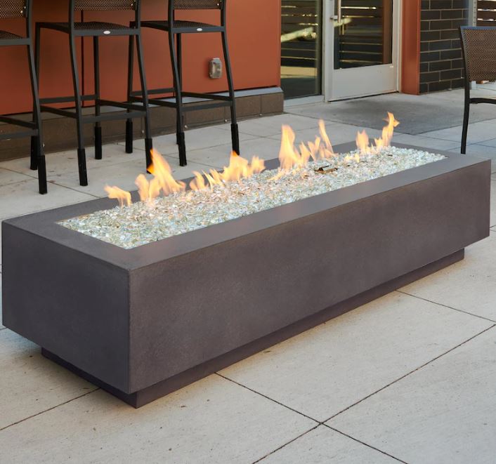 The Outdoor GreatRoom Cove 72-Inch Linear Propane Gas Fire Pit Table with 64-Inch Crystal Fire Burner - CV-72MM