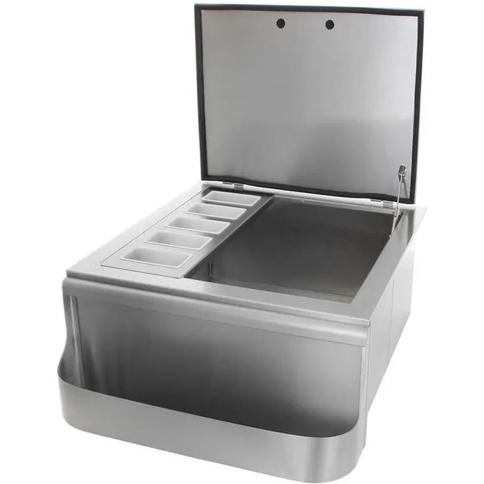 NorCal 260 Series 25-Inch Slide-In Ice Bin Cooler With Speed Rail & Condiment Holder