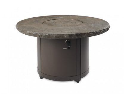 The Outdoor GreatRoom Company Beacon 48-Inch Round Gas Fire Pit Table with 20-Inch Crystal Fire Burner - Marbleized Noche - BC-20-MNB