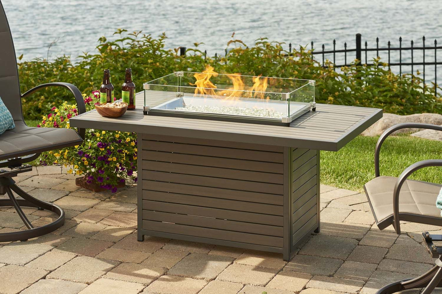 The Outdoor GreatRoom Brooks Rectangular Gas Fire Pit Table