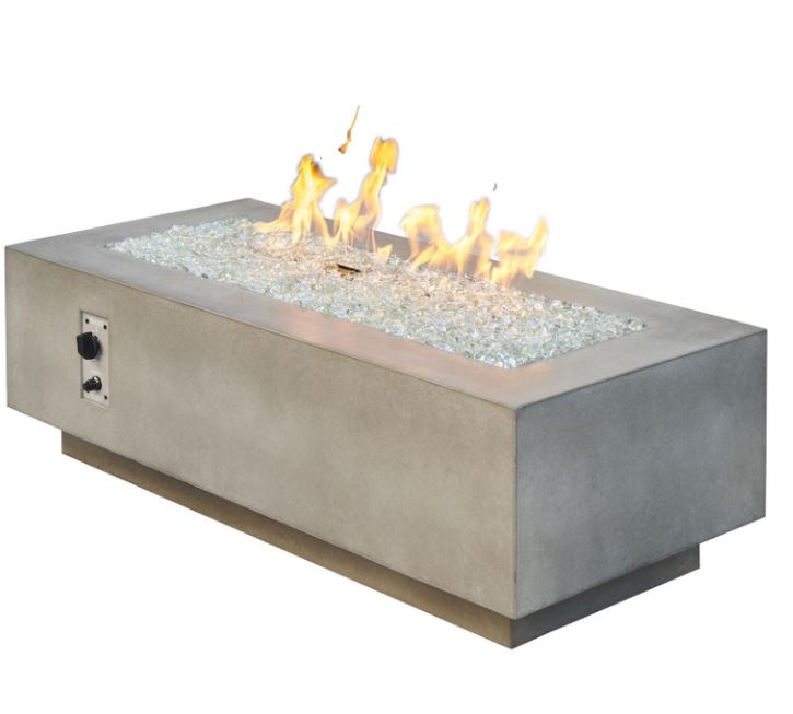 The Outdoor GreatRoom Company Cove 54-Inch - Natural Grey Linear Gas Fire Pit Table with 42-Inch Crystal Fire Burner - CV-54