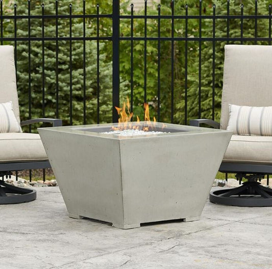 The Outdoor GreatRoom Company Cove 37-Inch Square Propane Gas Fire Pit Bowl with 24-Inch Crystal Fire Burner - Natural Grey - CV-2424