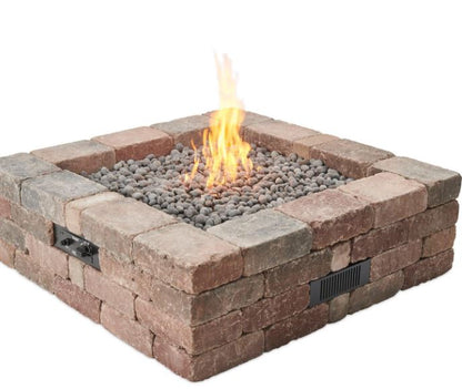 The Outdoor GreatRoom Bronson Block 51-Inch Square Propane Gas Fire Pit Kit with 42-Inch Crystal Fire Burner - BRON5151-K