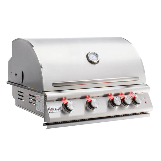 Blaze 32 Inch 4-Burner LTE Gas Grill With Rear Burner and Built-in Lighting System - BLZ-4LTE2