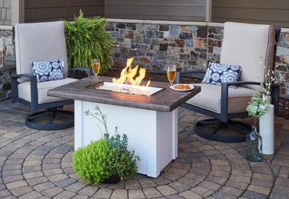 The Outdoor GreatRoom Company Havenwood 44-Inch Rectangular Gas Fire Pit Table with Stone Grey Everblend Top and 24-Inch Crystal Fire Burner - Grey - HVGG-1224-K