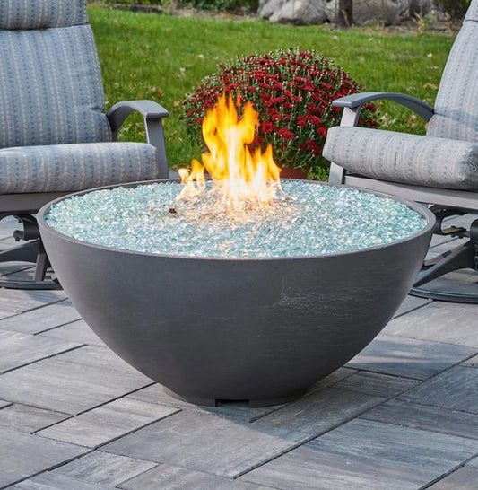 The Outdoor GreatRoom Company Cove Edge 42-Inch Round Gas Fire Pit Bowl with 30-Inch Crystal Fire Burner - Ships As Propane With Conversion Fittings - Midnight Mist - CV-30EMM