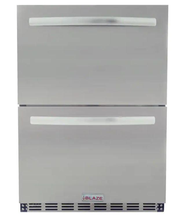 Blaze 23.5-Inch 5.1 Cu. Ft. Outdoor Rated Stainless Steel Double Drawer Refrigerator - BLZ-SSRF-DBDR5.1