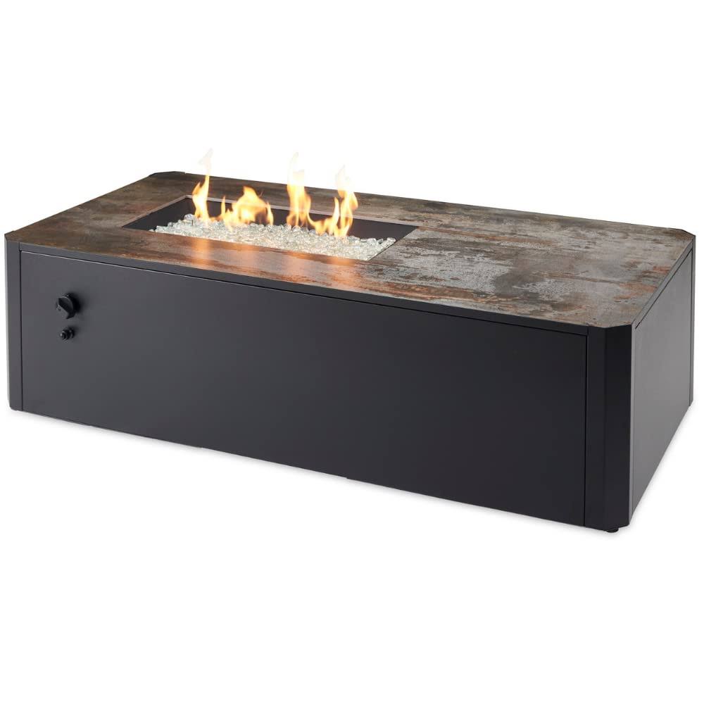 The Outdoor GreatRoom Company Kinney 55-Inch Rectangular Natural Gas Fire Pit Table with 24-Inch Crystal Fire Burner - Ships As Propane With Conversion Fittings - KN-1224