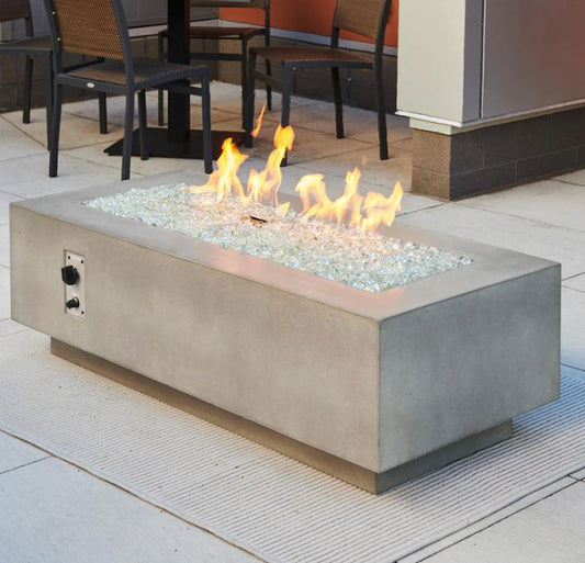 The Outdoor GreatRoom Company Cove 54-Inch - Natural Grey Linear Gas Fire Pit Table with 42-Inch Crystal Fire Burner - CV-54