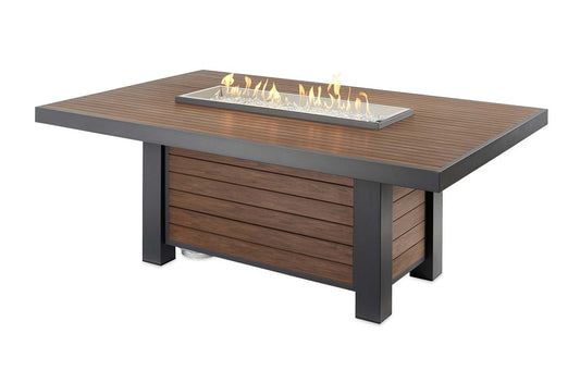 The Outdoor GreatRoom Company Kenwood 50-Inch Rectangular Propane Gas Fire Pit Table with 24-Inch Crystal Fire Burner - KW-1224-19-K