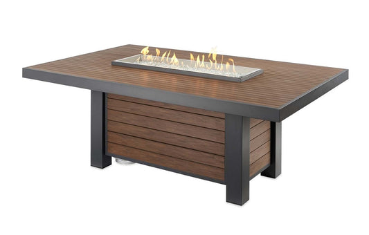 The Outdoor GreatRoom Revere 80-Inch Linear Gas Fire Pit Dining Table with 42-Inch Crystal Fire Burner - SC-KW-1242-K