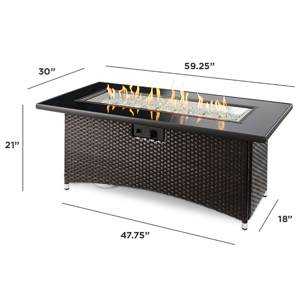 The Outdoor GreatRoom Balsam Montego Linear Gas Fire Pit Table - MG-1242-BLSM-K