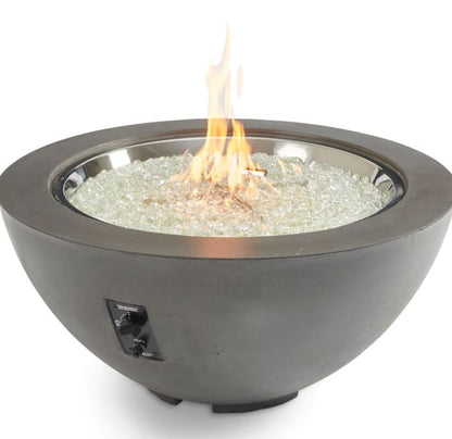 The Outdoor GreatRoom Company Cove Edge 42-Inch Round Midnight Mist Gas Fire Pit Bowl with 30-Inch Crystal Fire Burner - CV-30EMM