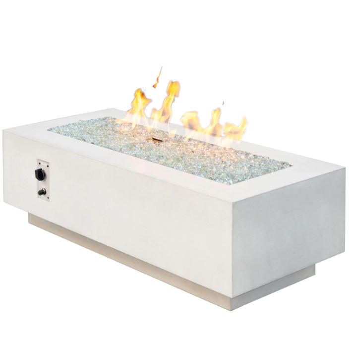 The Outdoor GreatRoom Cove 54-Inch Linear Natural Gas Fire Pit Table with 42-Inch Crystal Fire Burner - CV-54WT