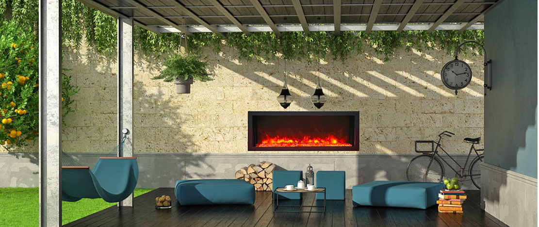 Remii Electric Fireplace, Outdoor Remii 45" Extra Slim Electric Fireplace (102745-XS) 628110804037