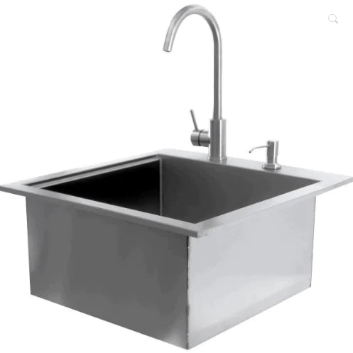 NorCal 260 Series 21-Inch Outdoor Rated Drop-In Bar Sink With Hot/Cold Faucet