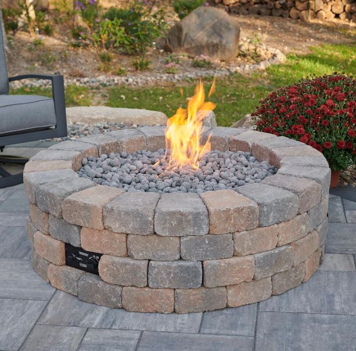 The Outdoor GreatRoom Bronson Block 52-Inch Round Fire Pit Kit with 42 ...