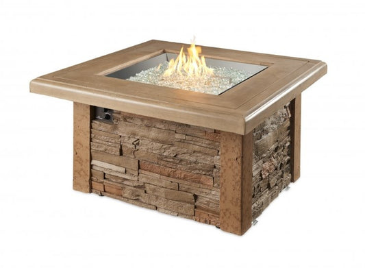 The Outdoor GreatRoom Company Sierra 43-Inch Square Propane Gas Fire Pit Table with 24-Inch Crystal Fire Burner - Mocha - SIERRA-2424-M-K