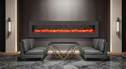 Sierra Flame Electric Fireplace 88" Wall Mount / Flush Mount with Steel Surround (WM-FML-88-9623-STL) 628451612599