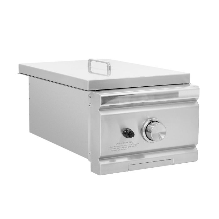 Summerset Grills TRL 15,000 BTU Built-In Searing Side Burner with LED Lighting & Stainless Steel Lid-TRLSS-NG/LP