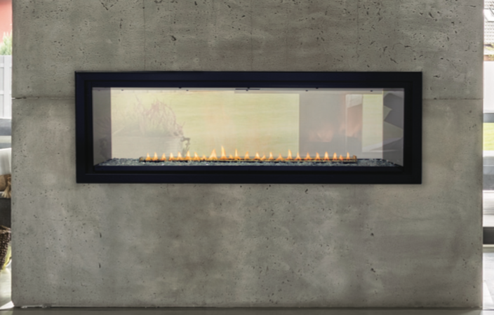 White Mountain Gas Fireplace Boulevard 48 inch Linear Vent Free See-Thru IP Fireplace